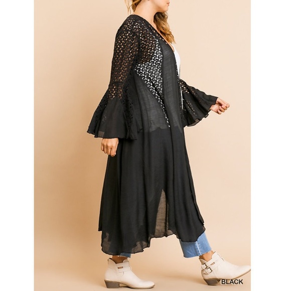 UMGEE Boho Bell Sleeve Kimono Cardigan Maxi Tunic - Picture 2 of 4